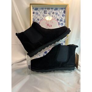 Bearpaw Women’s Black Suede Ankle Boots Size 10 NWOT Waterproof Winter